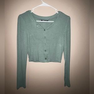 Light green cropped button up - very soft and cozy - SHEIN - Size Small